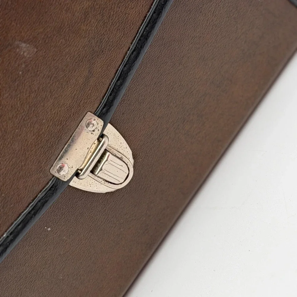 Vintage Black‎ Binoculars with Brown Faux Leather Hard Carrying Case Retro Gear